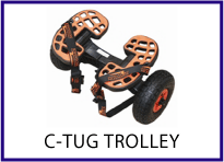 C-Tug trolley for canoes, kayaks, sea kayaks and sit-on-top kayaks